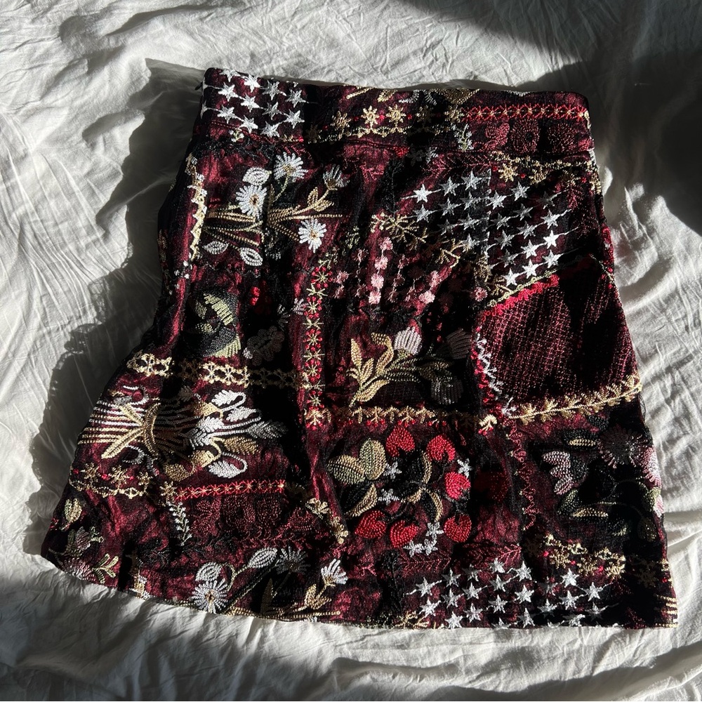Vintage Embroidered Mini Skirt